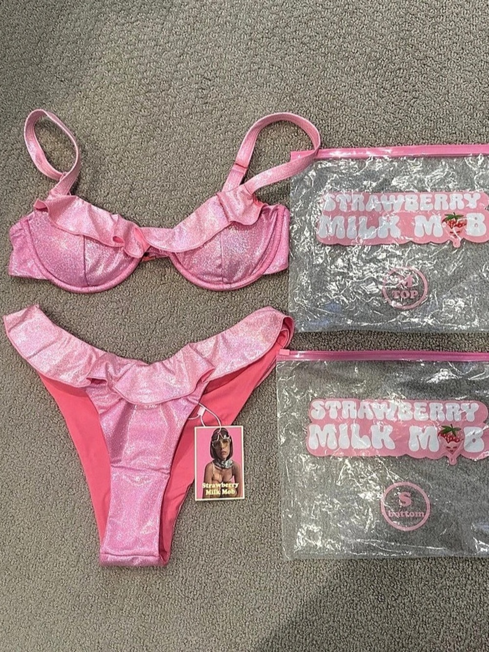 Strawberry Milk Mob Pink Pony Princess Bikini Pink Small NWT